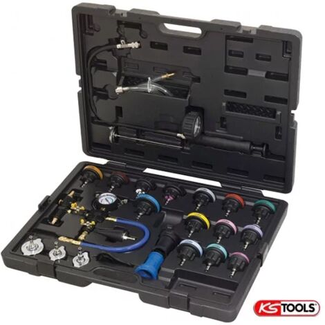 Kstools – Kit de diagnostic de système de refroidissement 24 pièces – Contrôle étanchéité 0-2,5 bar – Détection rapide des fuites – Compatible tous véhicules