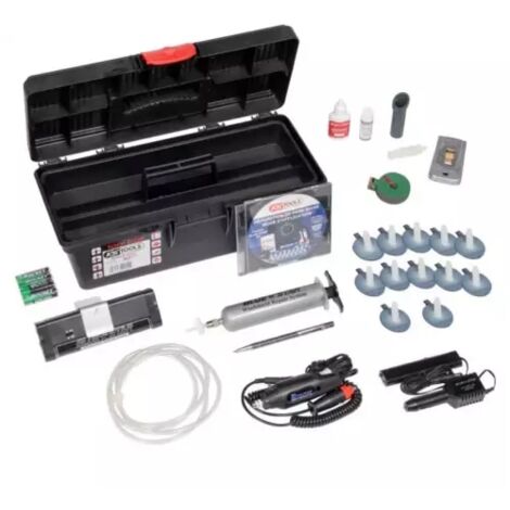 Kstools – Kit de réparation pare-brise en mallette – 14 pièces – Résine, polish, lampe UV – Outil du mécanicien pour réparations rapides