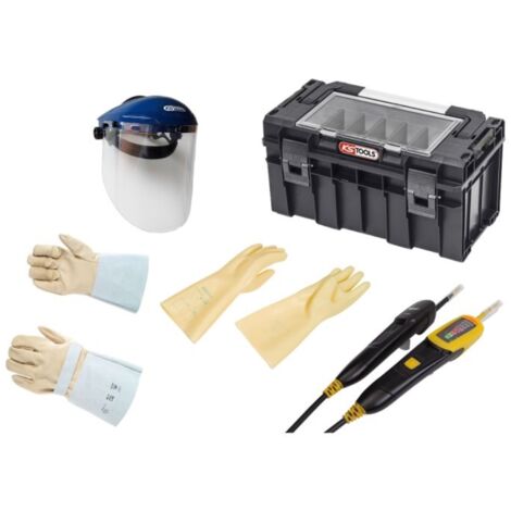 Kstools – Kit EPI pour intervention sur véhicules électriques – Gants latex isolants NF EN 60903 – Écran facial avec serre-tête – Vérificateur de tension IP2X