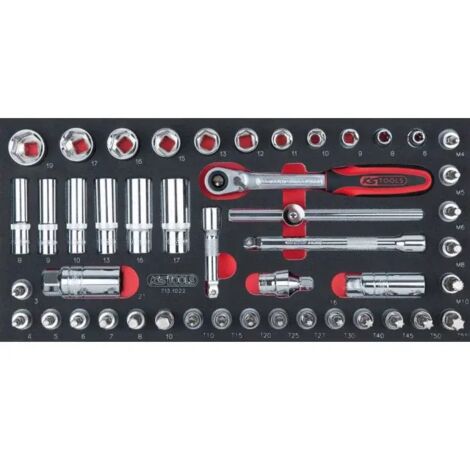 Kstools – Module de douilles 3/8'' – 47 pièces – Mousse imputrescible – Découpe laser pour rangement optimal – Pour servantes et établis