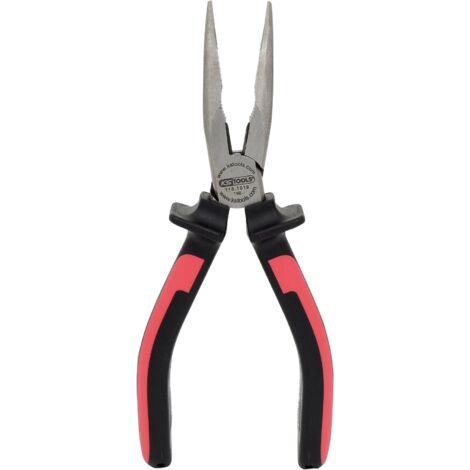 Kstools – Pinces à bec demi-rond coudé 45° 210mm – Acier à outils spécial – Poignée bi-composant – Norme DIN ISO 5745 – Finition chromée mate