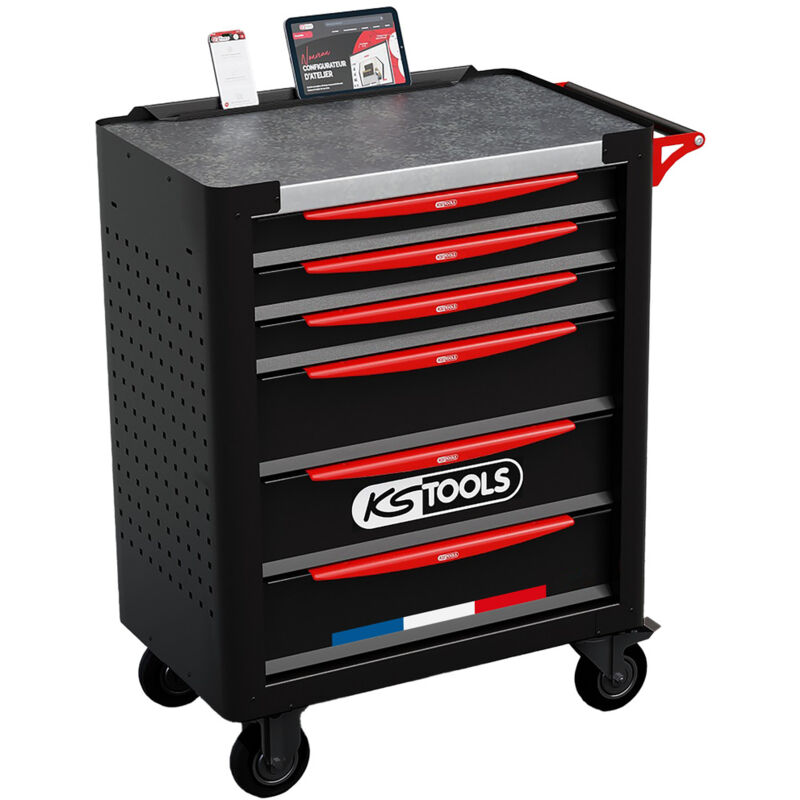 Ks Tools - Servante d'atelier - servante d'atelier vide 6 tiroirs - servante atelier fabriquée en France - 824.0006F