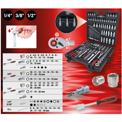 KSTOOLS Steckschlüssel-Set 1/4"+3/8"+1/2" - 216 Stück - 917.0216