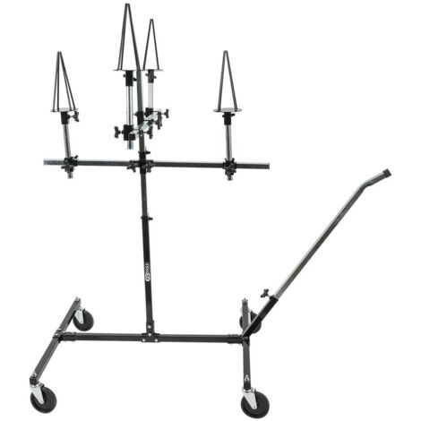 Kstools – Support pour jantes réglable – Hauteur 1350 à 1950 mm – 4 roues pivotantes avec freins – Capacité 90 kg – Tube en acier