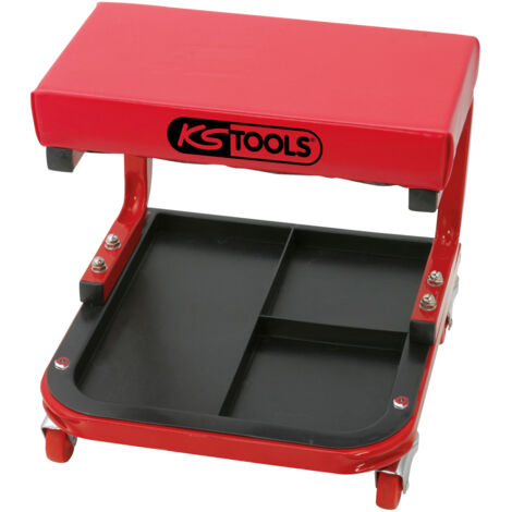 Kstools – Tabouret à roulettes – Charge maximale 90 kg – Construction tube acier – Housse coussin lavable – Roulettes pivotantes PVC