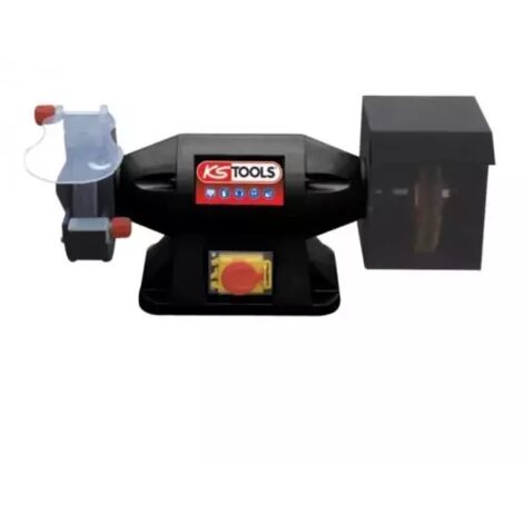 Kstools – Touret à meuler 900 W – Ø 200 mm – Vitesse 2950 tr/min – Corps en fonte avec patins caoutchouc pour réduction vibrations