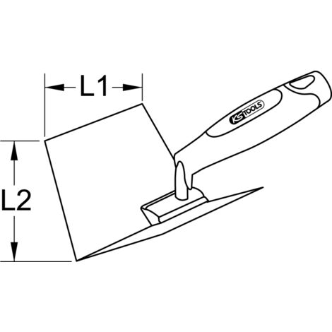 Kstools – Truelle d'angle intérieur – Lame flexible inox 100x125mm – Manche bi-composant ergonomique – Flexibilité 130° à 90°