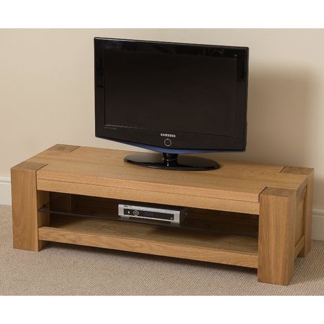 main image of "Kuba Solid Oak Widescreen TV Cabinet [Small]"
