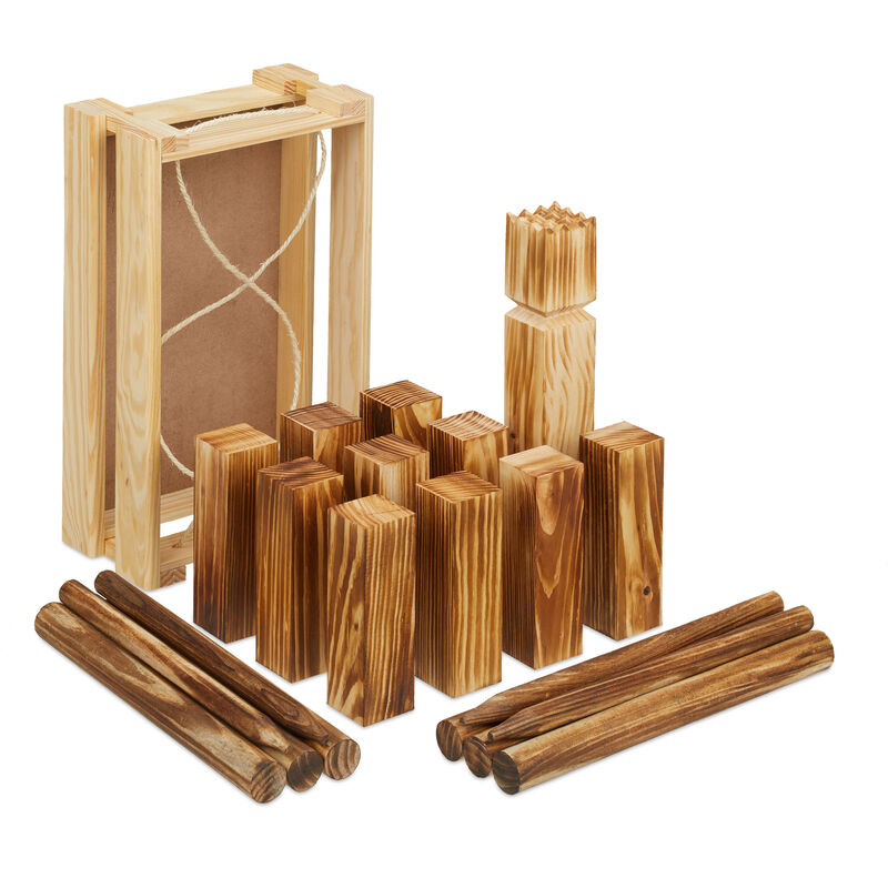 

Kubb, Juego de Madera Escandinavo, Jardín, 21 Piezas, para Niños y Adultos, Ajedrez Vikingo con Caja, Marrón