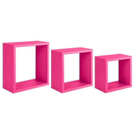 Kubischer 3er set wandregal mod. InCubo farbe fuchsia