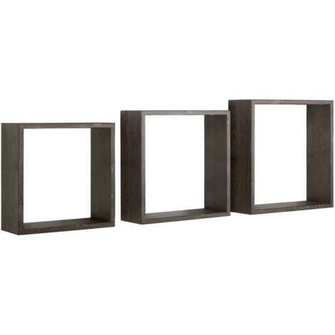 Kubischer 3er set wandregal mod. InCubo Slim farbe eiche dunkel