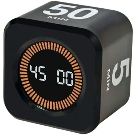 Kubischer visueller Timer, rotierender Pomodoro-Timer, 5/10/25/50-Minuten- und anpassbarer Countdown-Timer, lautloser Modus und Summermodus, USB-C-aufladbar, Küchentimer