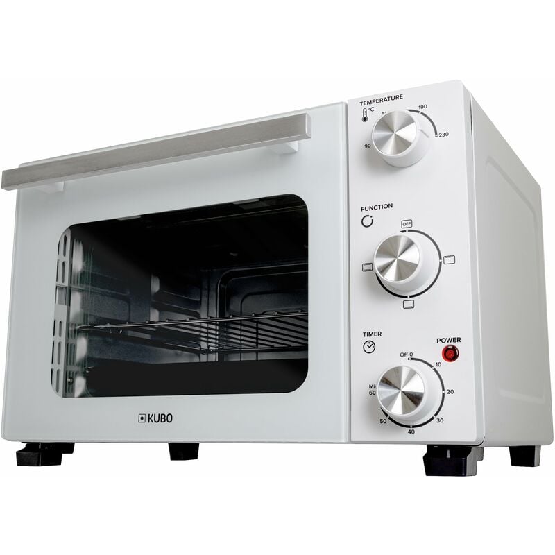 Image of Mini forno da tavolo 22 l, 1300 w, timer, temperatura regolabile, porta a doppio vetro e finiture in acciaio inox, bianco - Kubo