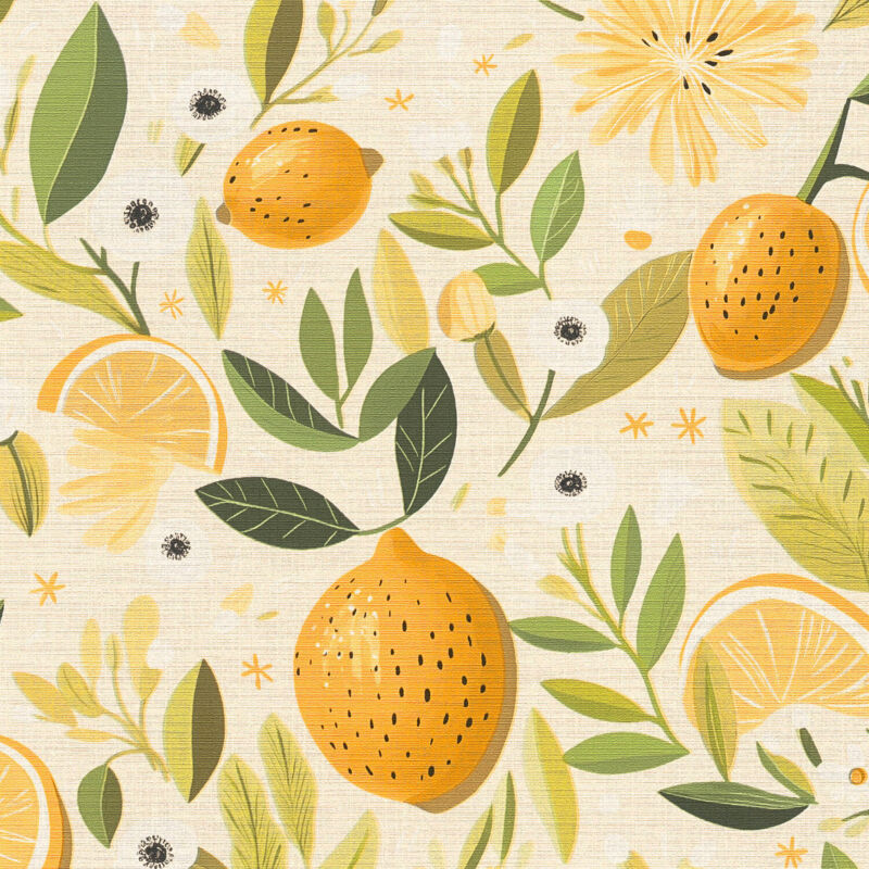 Küchen Bad Tapete Profhome 791692 Heißgeprägte Vliestapete Leicht Strukturiert Mit Floralen Ornamenten Matt Grau Gelb Oliv-grün Creme-weiß 5, 33