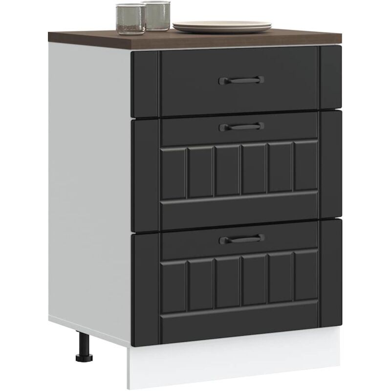 Küchen-unterschrank Lucca Schwarz Holzwerkstoff - Vidaxl