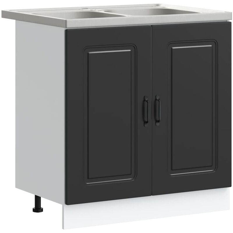 Küchenschrank Mit Tür Kalmar 2 Pcs Schwarz 80 X 46 X 81.5 Cm Vidaxl