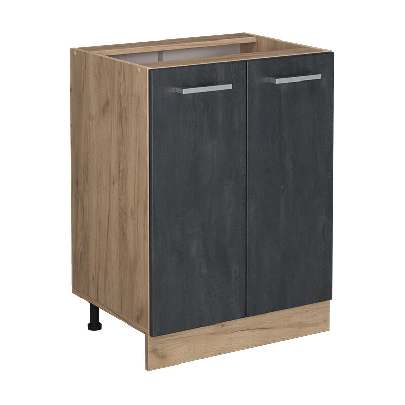 Vicco - Küchenschrank R-line, Schwarz Beton, 60 Cm Ohne Arbeitsplatte