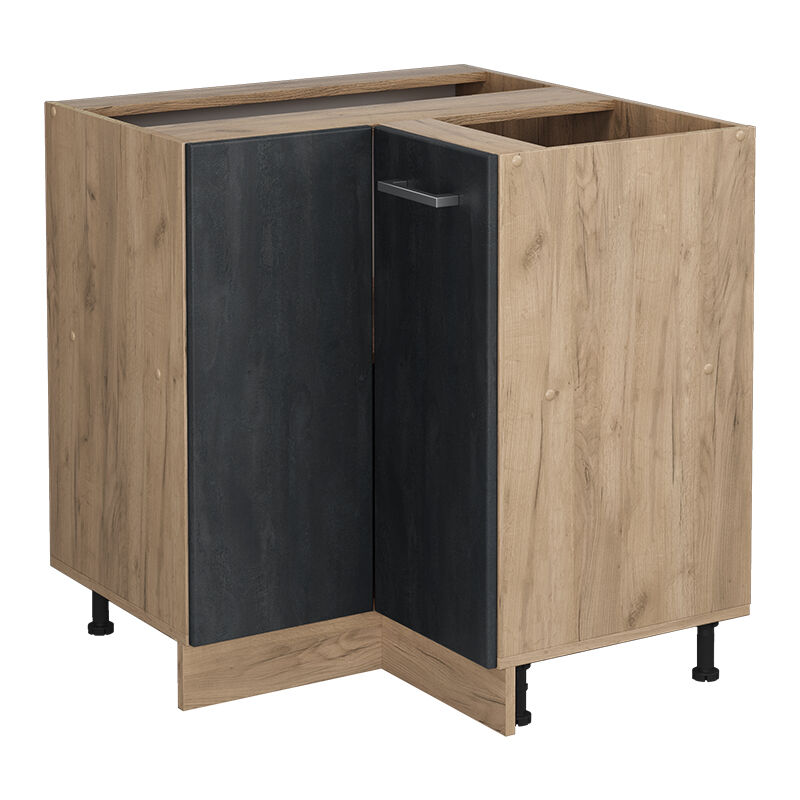 Vicco - Eckunterschrank R-line, Schwarz Beton, 75.6 Cm Ohne Arbeitsplatte