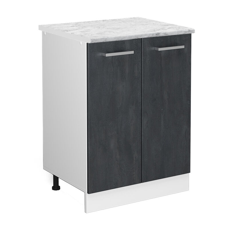Vicco - Stehender Küchenschrank R-line, Schwarz Beton, 60 Cm Ap Marmor