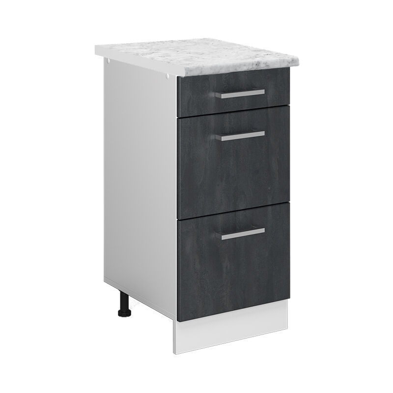 Vicco - Schubladenschrank R-line, Schwarz Beton, 40 Cm Ap Marmor
