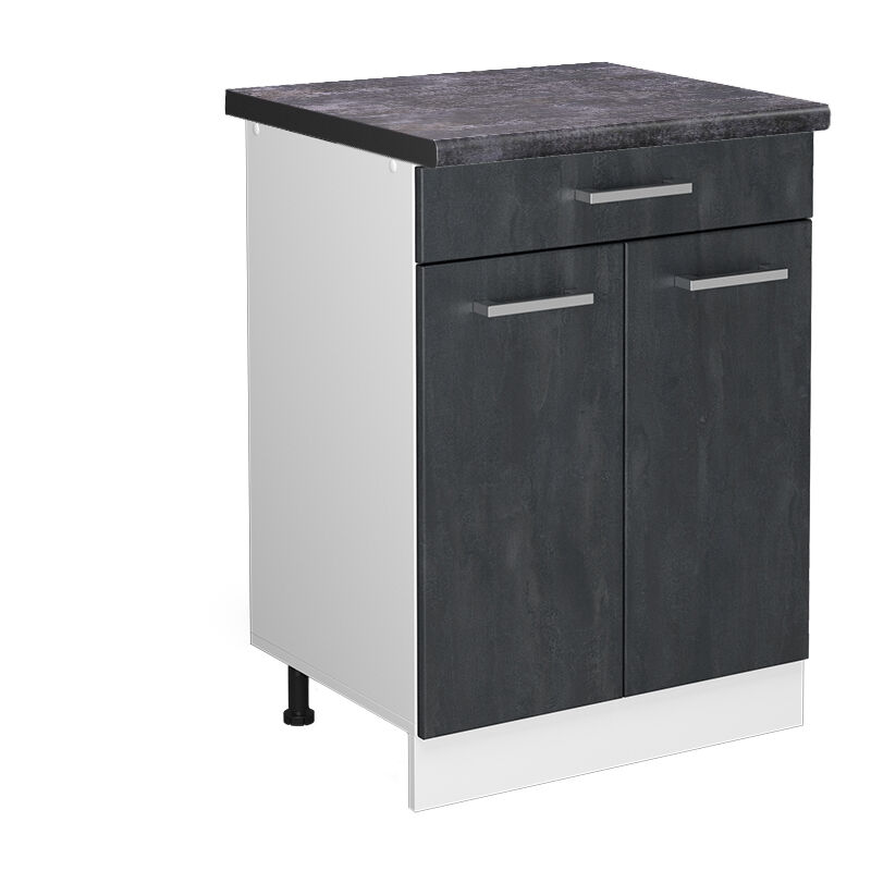 Vicco - Küchenunterschrank R-line, Schwarz Beton, 60 Cm Ap Anthrazit