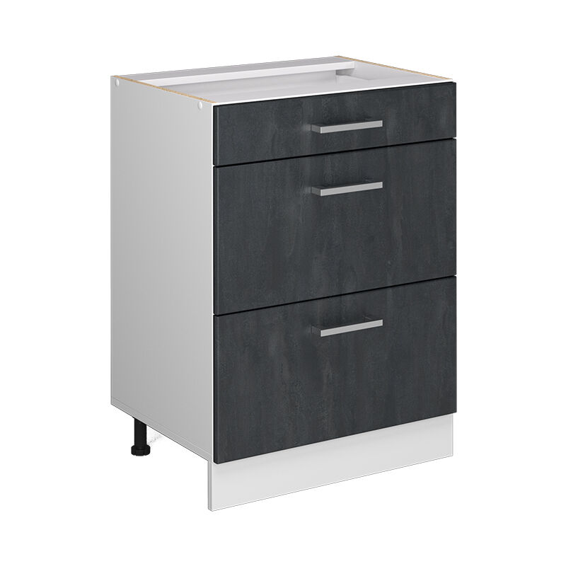 Vicco - Küchenunterschrank R-line, Schwarz Beton, 60 Cm Ohne Arbeitsplatte
