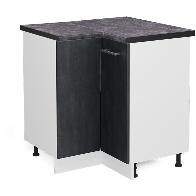 Vicco - Eckunterschrank R-line, Schwarz Beton, 75.6 Cm Ap Anthrazit