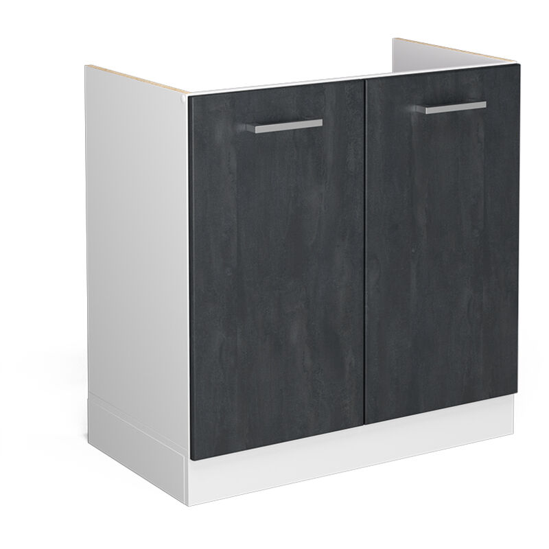Küchenschrank R-line, Schwarz Beton, 80 Cm Ohne Arbeitsplatte, Vicco