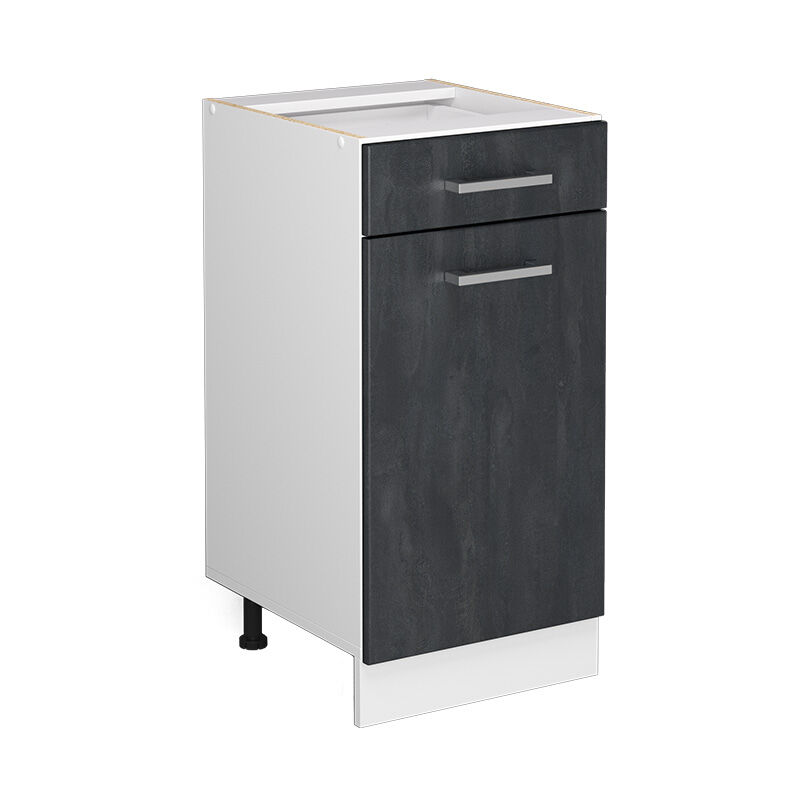 Vicco - Küchenunterschrank R-line, Schwarz Beton, 40 Cm Ohne Arbeitsplatte