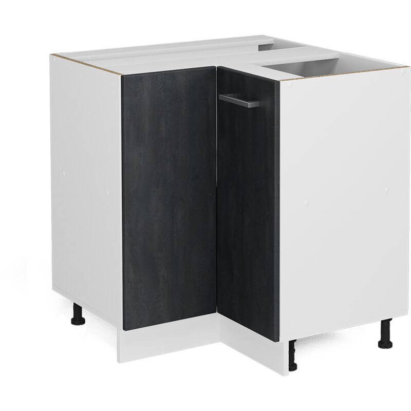 Vicco - Eckunterschrank R-line, Schwarz Beton, 75.6 Cm Ohne Arbeitsplatte