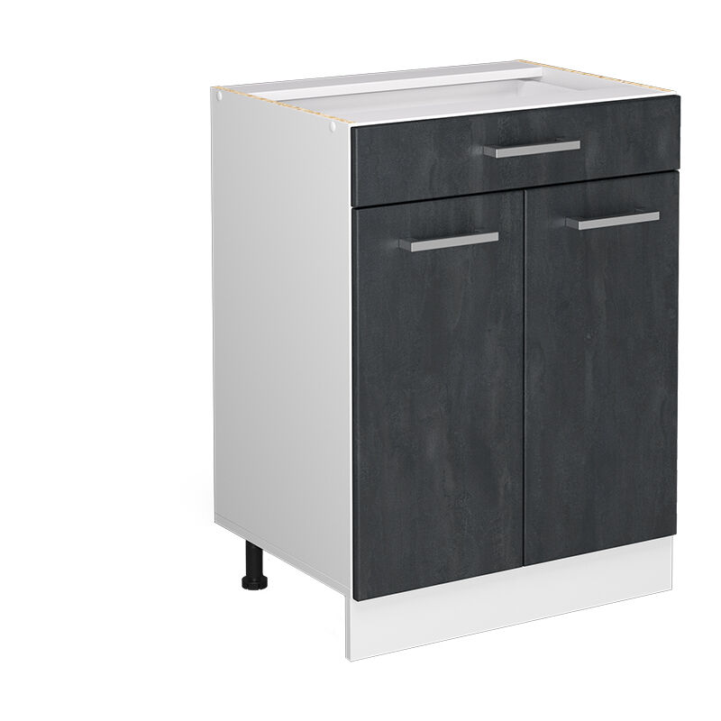 Küchenunterschrank R-line, Schwarz Beton, 60 Cm Ohne Arbeitsplatte Vicco