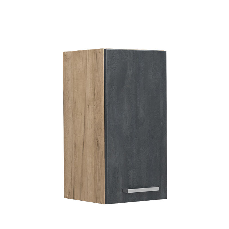 Vicco - Küchenoberschrank R-line, Schwarz Beton, 30 Cm