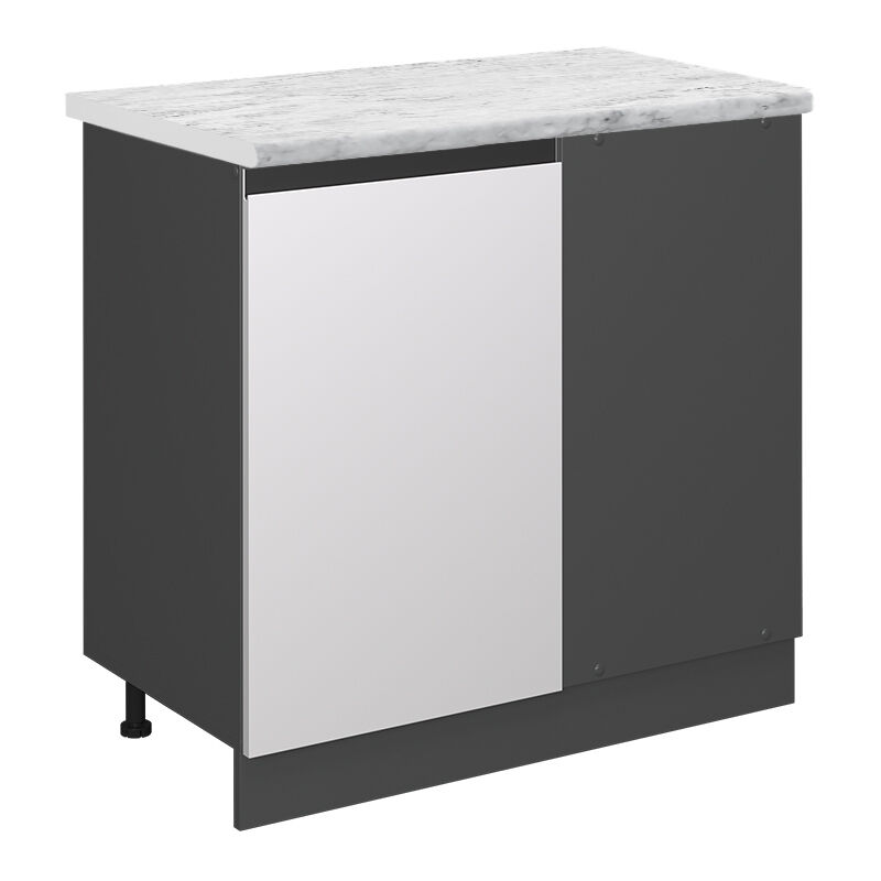 Vicco - Eckunterschrank R-line, Weiß, 86 Cm Ap Marmor