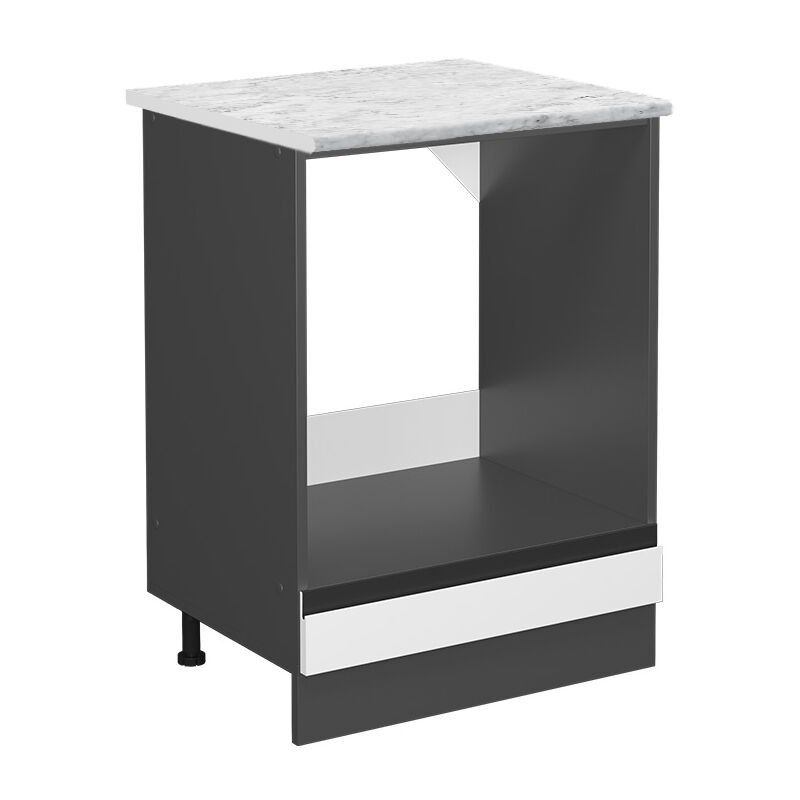 Herdumbauschrank R-line, Weiß, 60 Cm Ap Marmor Vicco