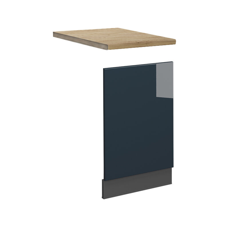 Frontblende Fame-line, Dunkelblau Hochglanz, 45 Cm, Ap Eiche, Vicco