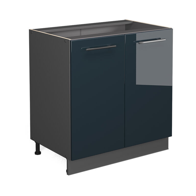 Spülenunterschrank Fame-line, Dunkelblau Hochglanz, 80 Cm Mit Regal, Ohne Arbeitsplatte Vicco