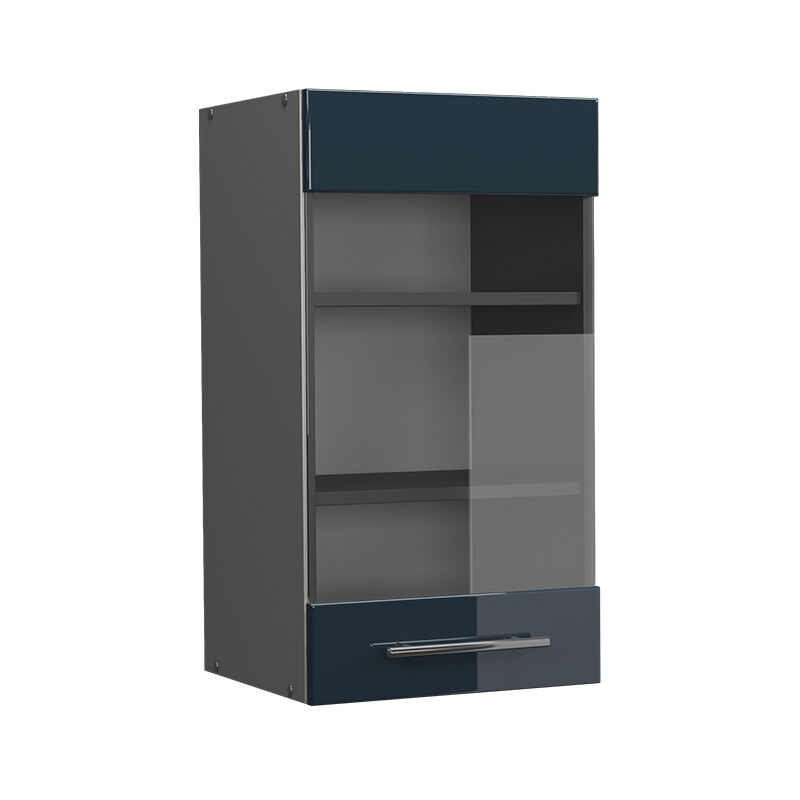 Vicco - Küchenglasschrank Fame-line, Dunkelblau Hochglanz, 40 Cm