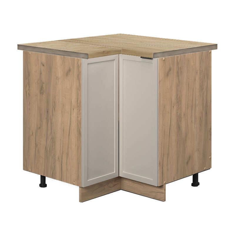 Vicco - Eckunterschrank Fame-line, Graubeige, 80.5 Cm , Ap Eiche