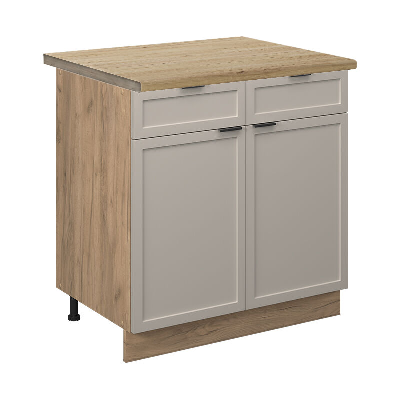 Schubunterschrank Fame-line, Graubeige, 80 Cm , Ap Eiche, Vicco