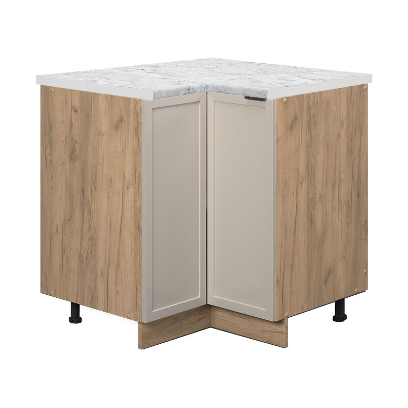 Vicco - Eckunterschrank Fame-line, Graubeige, 80.5 Cm , Ap Marmor