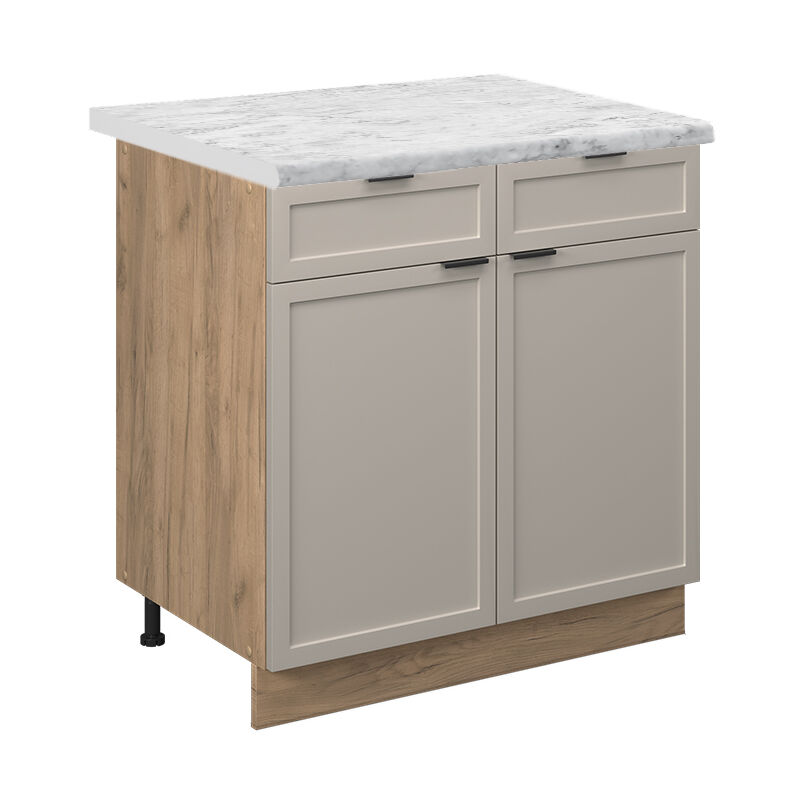 Schubunterschrank Fame-line, Graubeige, 80 Cm , Ap Marmor, Vicco