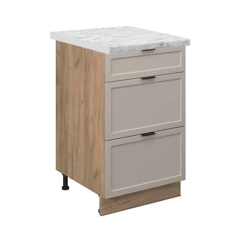 Vicco - Küchenunterschrank Fame-line, Graubeige, 50 Cm , Ap Marmor