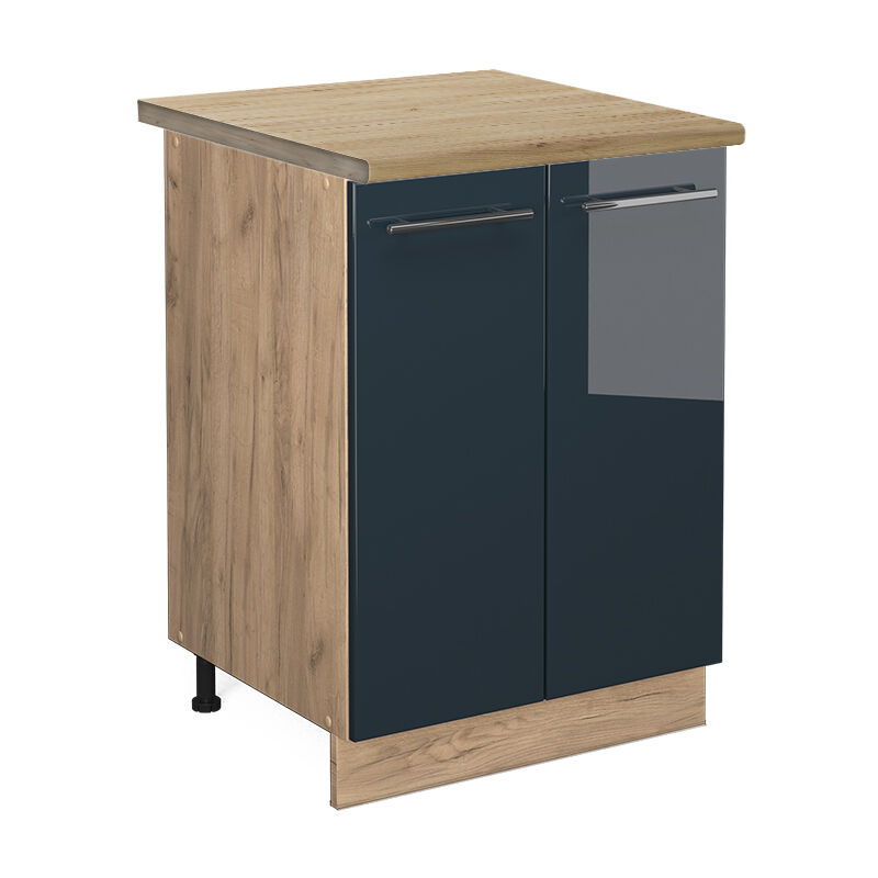 Vicco - Unterschrank Fame-line, Dunkelblau Hochglanz, 60 Cm , Ap Eiche