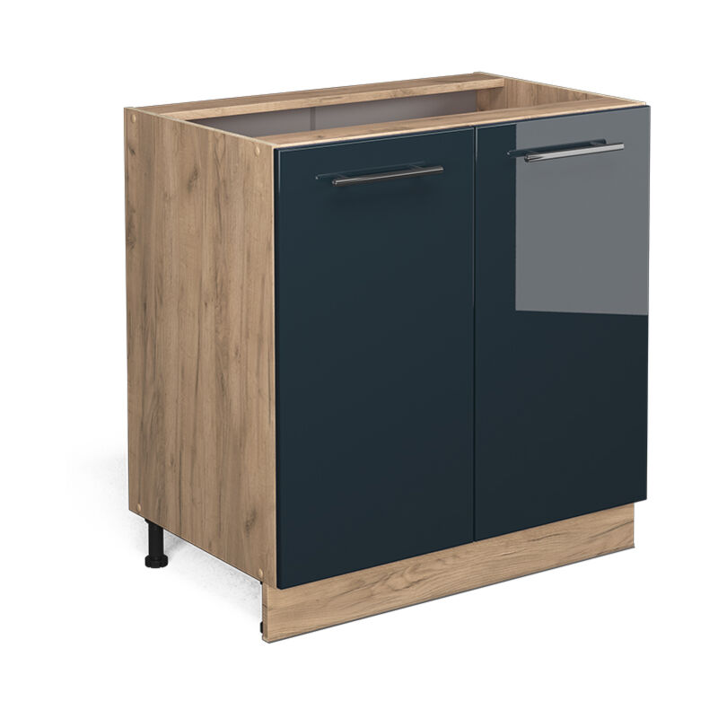 Unterschrank Fame-line, Dunkelblau Hochglanz, 80 Cm Mit Regal, Ohne Arbeitsplatte Vicco