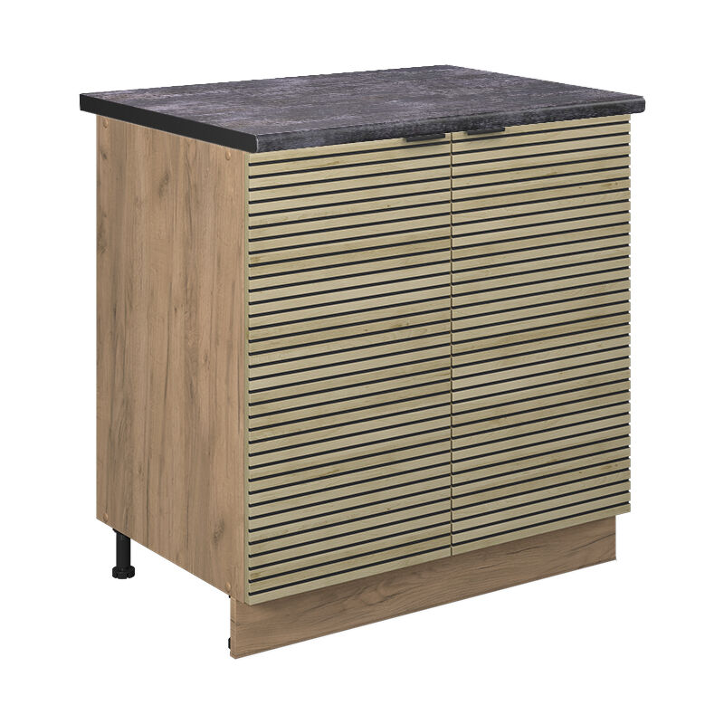 Vicco - Küchenschrank Fame-line, Eiche Paneel, 80 Cm Mit Regal, Ap Anthrazit