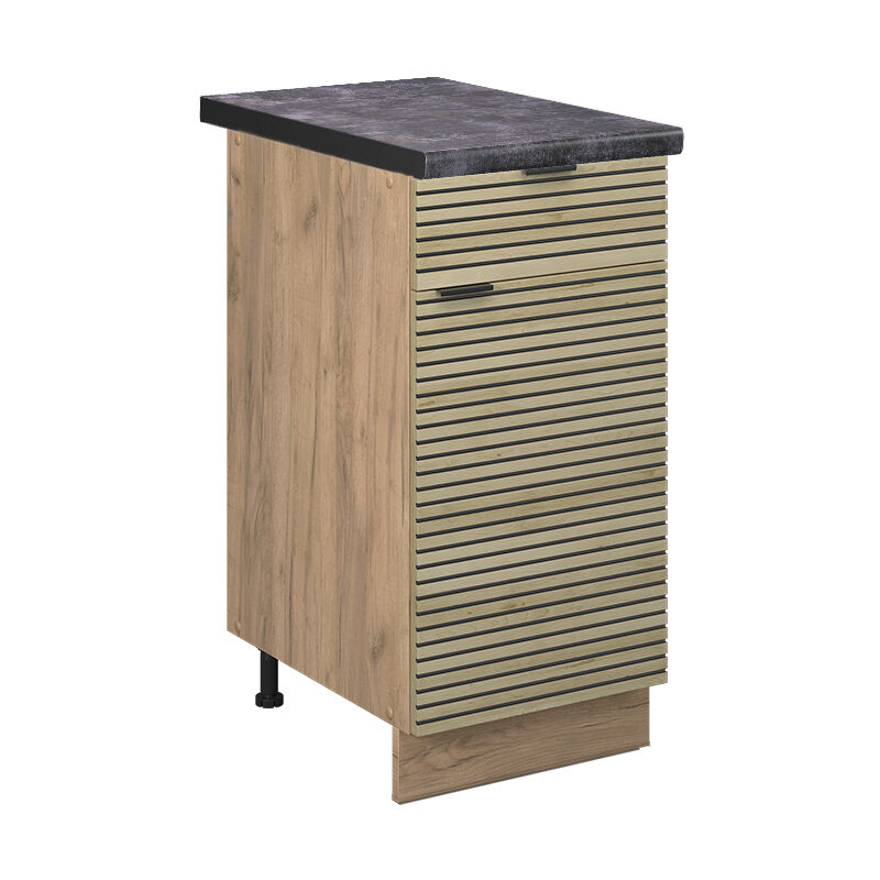 Vicco - Küchenunterschrank Fame-line, Eiche Paneel, 40 Cm , Ap Anthrazit
