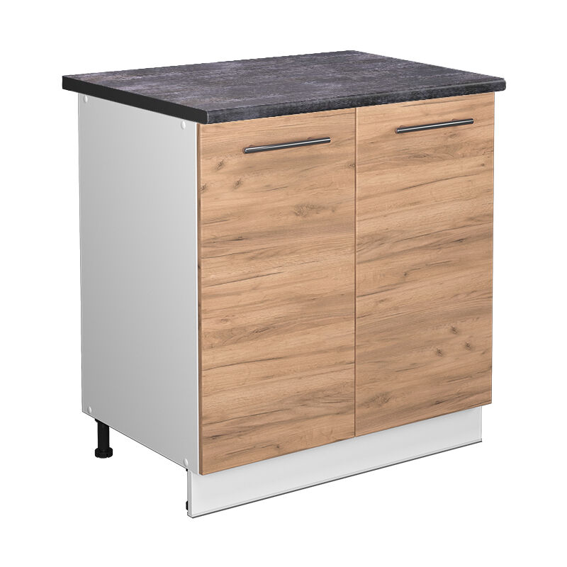 Spülenunterschrank Fame-line, Goldkraft Eiche, 80 Cm Mit Regal, Ap Anthrazit Vicco
