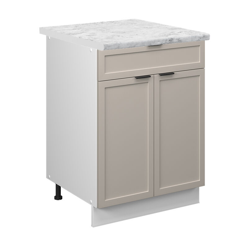 Vicco - Küchenunterschrank Fame-line, Graubeige, 60 Cm Mit Schublade, Ap Marmor