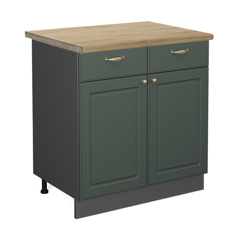 Vicco - Küchenunterschrank Fame-line, Grün-gold Landhaus, 80 Cm , Ap Eiche