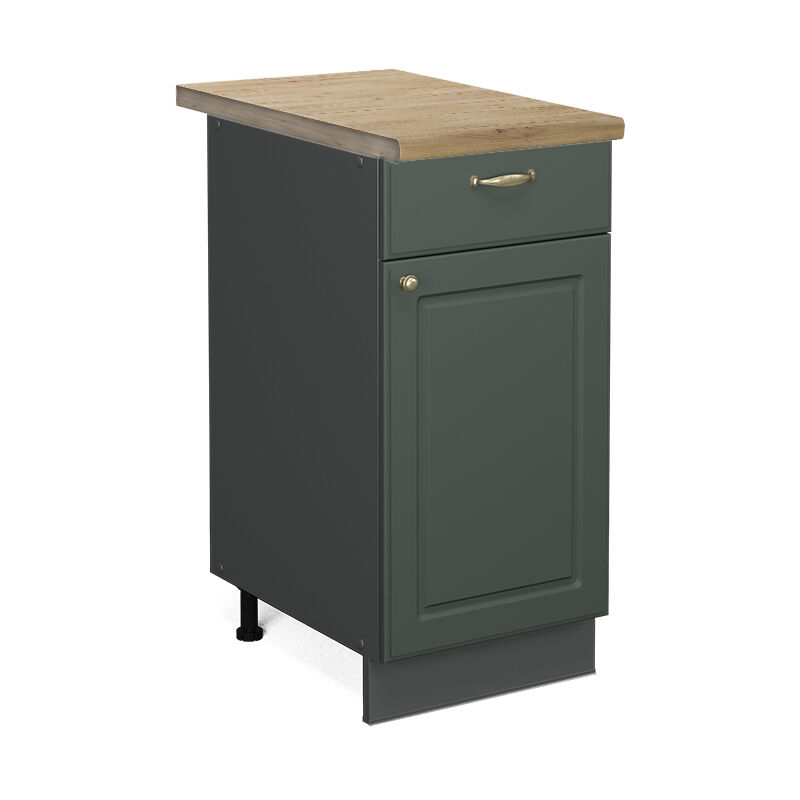Vicco - Küchenunterschrank Fame-line, Grün-gold Landhaus, 40 Cm , Ap Eiche